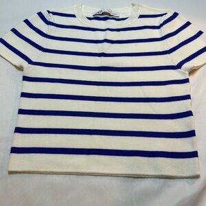 Zara Women’s crop top - Blue and White size M